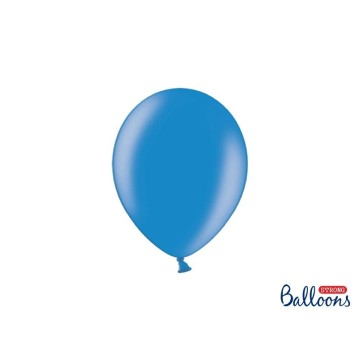 Balony 27cm [100] metalik niebieskie