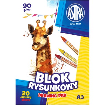 Blok rysunkowy biały A3/20 ASTRA 100g