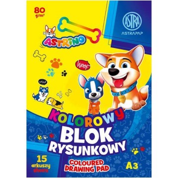 Blok rysunkowy kolor A3/15 ASTRA 80g