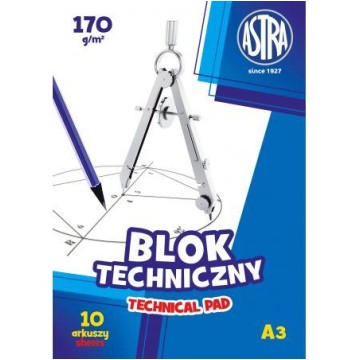 Blok techniczny biały A3/10 ASTRA 170g