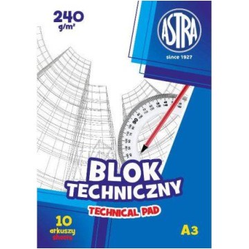 Blok techniczny biały A3/10 ASTRA 240g