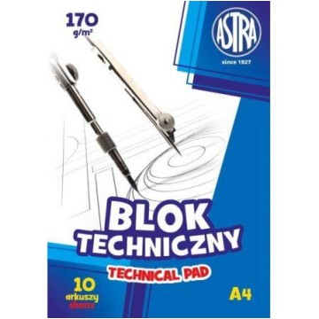 Blok techniczny biały A4/10 ASTRA 170g