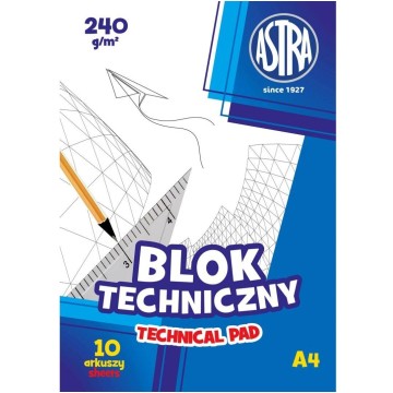 Blok techniczny biały A4/10 ASTRA 240g