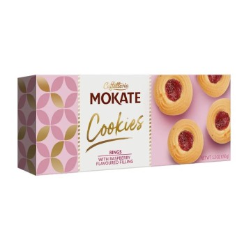 Ciastka MOKATE Ringi z nadzieniem malinowym 150g