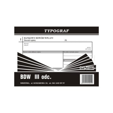 Druk- Bankowy dowód wpłaty 3 odcinkowy TYPOGRAF
