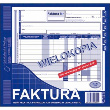 Druk- Faktura 2/3 A4 wielokopia M&P 100-2E