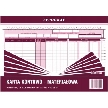 Druk- Karta kontowo materiałowa K-301