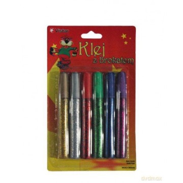 Klej z brokatem 10ml x 6 kol.