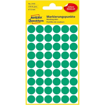 Kółka AVERY 12mm trwałe [270] zielone