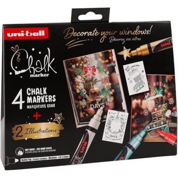 Markery kredowe UNI PWE-5M CHALK 2,5 [4] set złoty