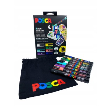 Markery UNI POSCA PC-5M ZESTAW [8] + torebka