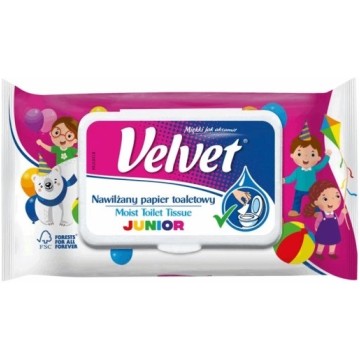 Nawilżany papier toalet. VELVET [48] JUNIOR