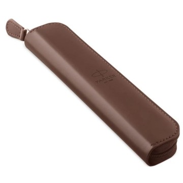 PARKER etui pojedyncze na suwak brązowe