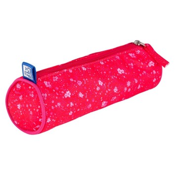 Piórnik OXFORD tuba FLORAL ciemnoróżowy