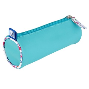 Piórnik OXFORD tuba FLORAL PASTEL turkusowy