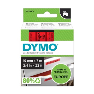 Taśma DYMO D1 19mm/7m czarne na czerwonym