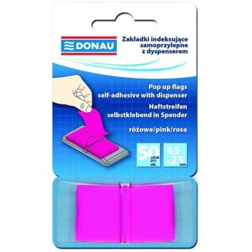 Zakładki indeks. DONAU PP 1x50 (25x45mm) różowe